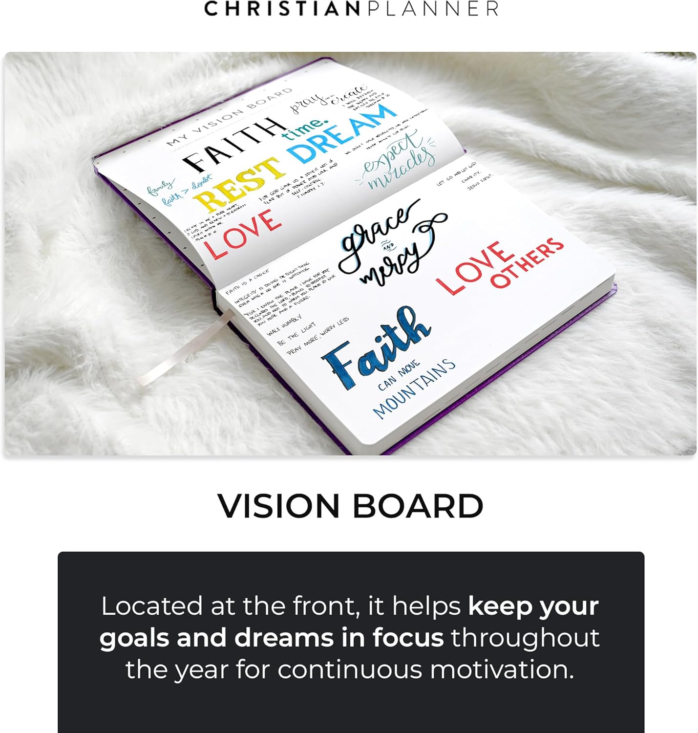 2025 Christian Planner - Bible Journal and Gratitude Book 7"x10" Spiral Bound with Eco-Friendly FSC Certified Paper - Monthly, Weekly, Daily Organizer (Ultra Violet)