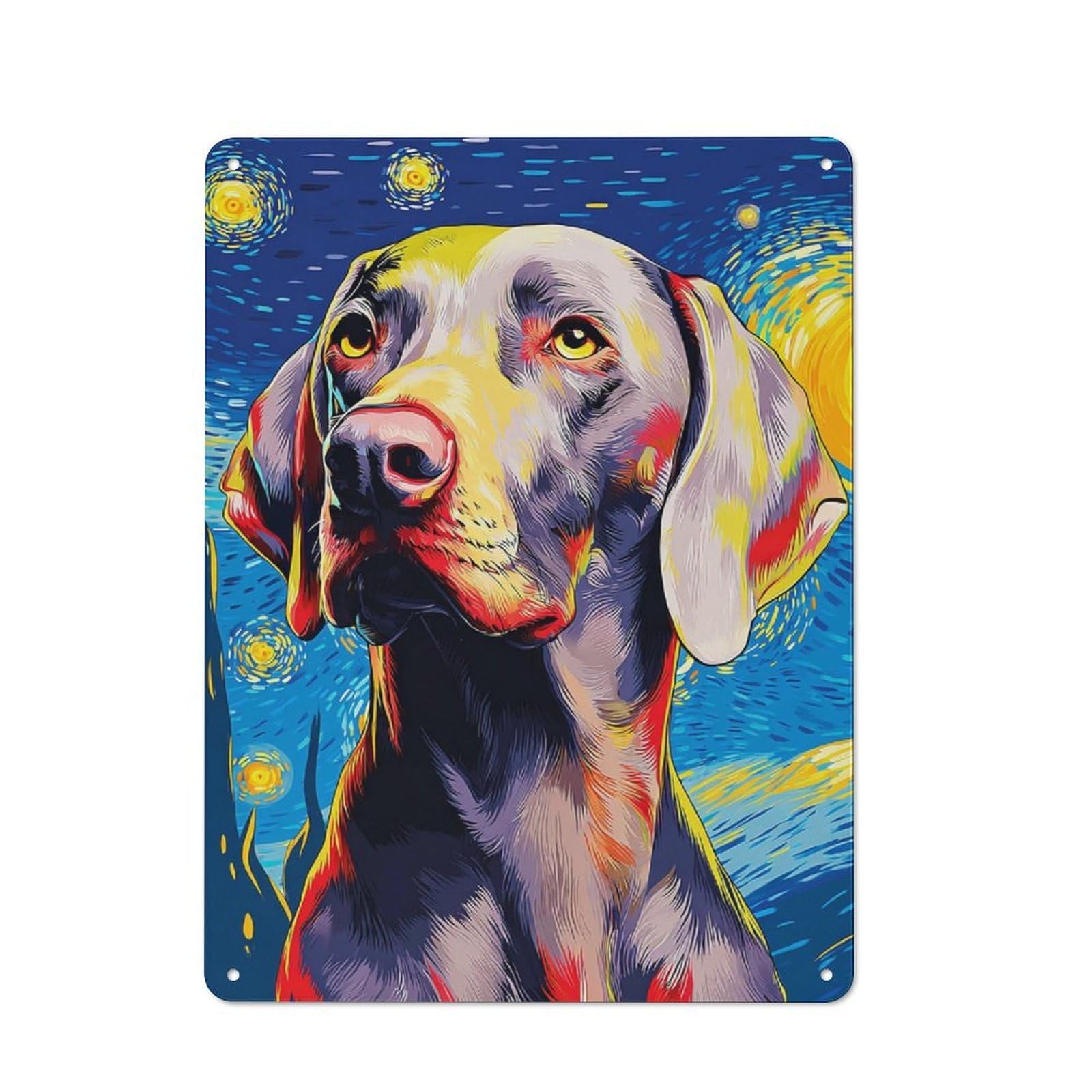 Junmoney Starry Night Dog Portrait -12 Retro Metal Wall Sign 40X30cm For Man Cave Or Games Room, A Housewarming Gift For Games Room Collectors