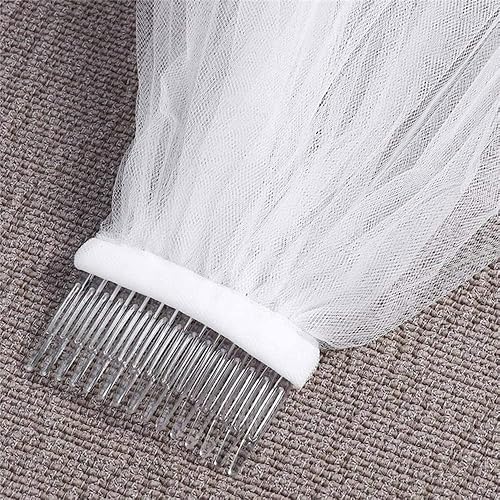 Miniatura 2 de Sekhluno Velo de boda velo de novia de perla de 1 nivel con peine velos cortos para mujer