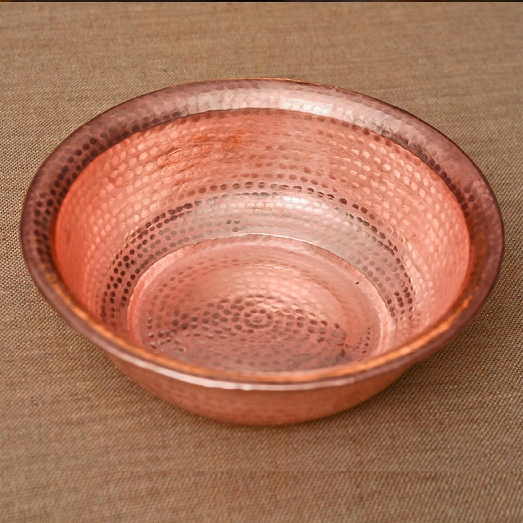 Ciotola Portatile in Rame Martellato a Mano per Pedicure e Pediluvio, Bacino per Lavaggio del Viso e Ammollo dei Piedi, Leggero e Resistente(Red,40cm/15.7in)