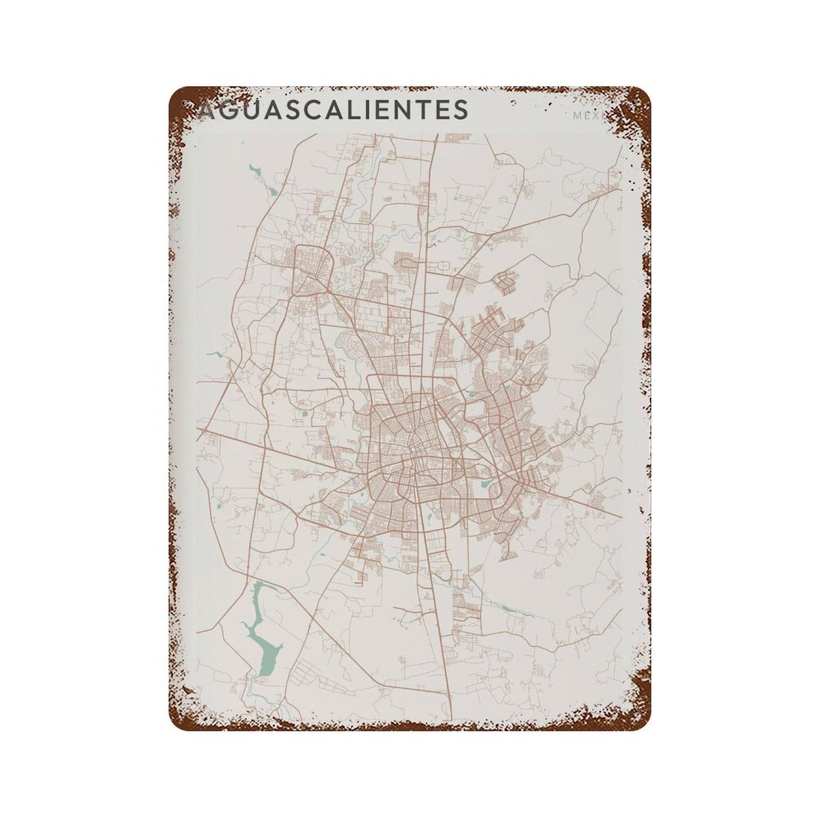 xiaoxiaoshen Aguascalientes Map Mexico Travel Gift Farmhouse Decor (2) Wall Decor Art Metal Tin Poster Modern Home Decor Art Home Bar Shop Decorations Vintage Sign 40x30cm
