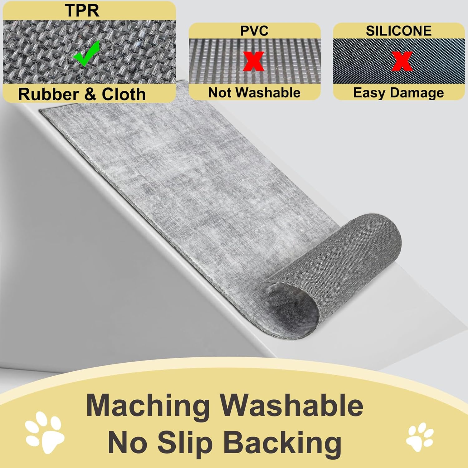 COMSLE Door Mat, Front Door Mat Indoor for Entrance Faux Wool Absorbent Non Slip Modern Throw Rug for Entryway Hallway Muddy Paws - Pet Friendly, 20x32 Inches,Grey Machine Washable - Image 6