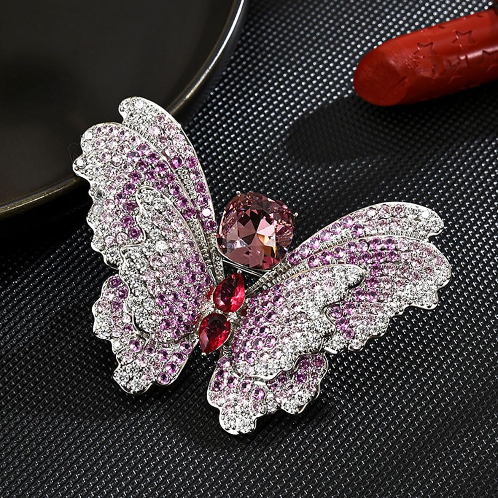 Spilla Farfalla Elegante Con Ali Glitterate E Perla Centrale – Accessorio Moda Per Giacca, Cappotto O Borsa