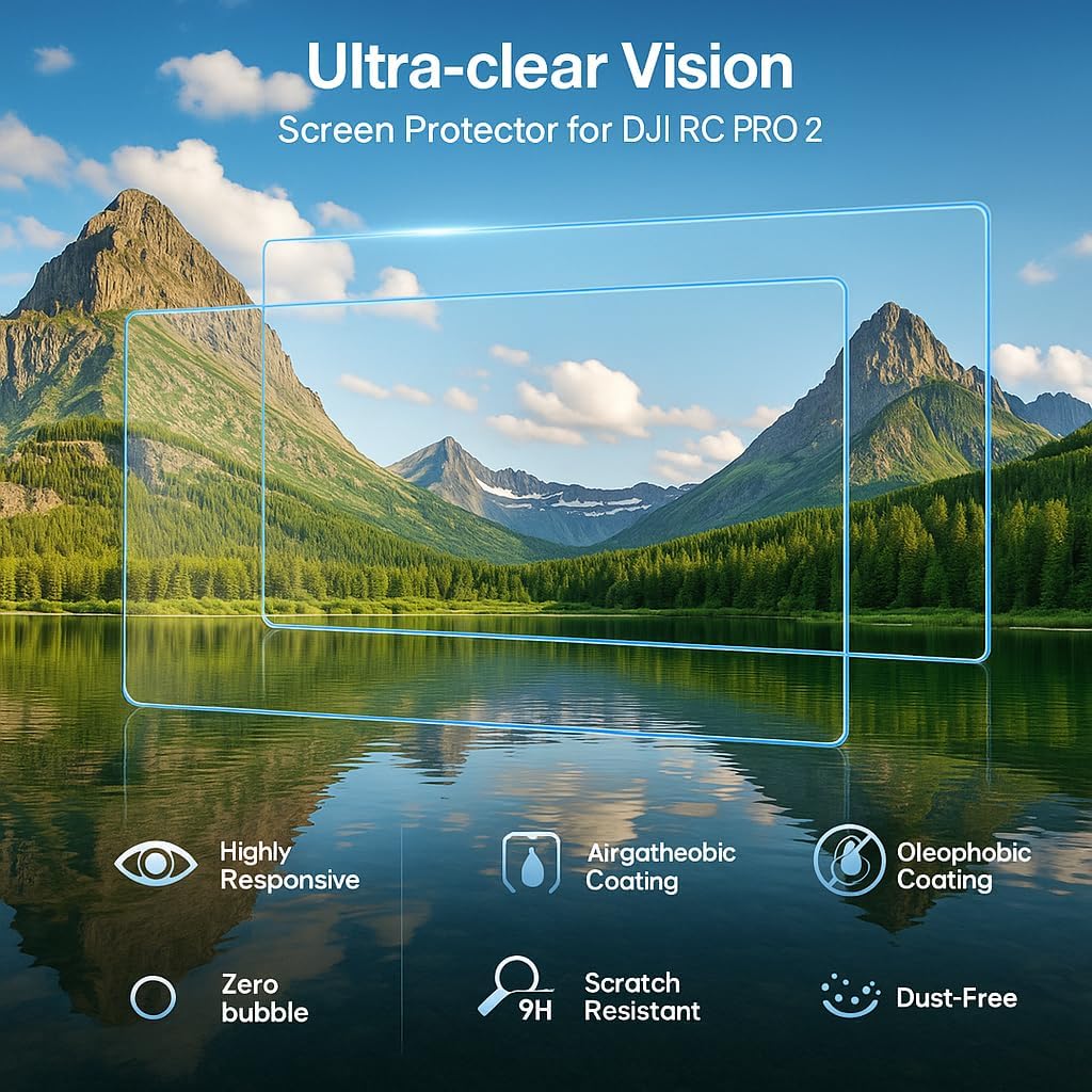 Screen Protector for DJI RC Pro 2 Remote Controller Mavic 4 Pro/Mini 5 Pro/Mini 4 Pro/Air 3S/Air 3 Drone Accessories, Ultra-Clear Tempered Glass Film, Waterproof & Anti-Scratch, 3 Pack