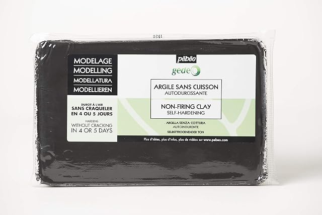 Pebeo GEDEO NON-FIRING MODELLING CLAY 1,5KG LOAF BLACK, 1.5 KG