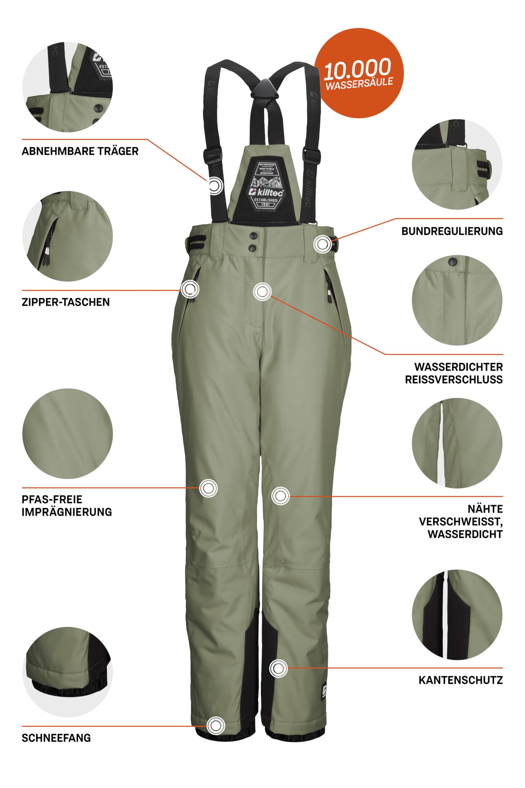 Killtec - Ksw 213 Grls Ski Pnts, Pantaloni da Sci/Funzionali con Pettorina Staccabile, paraspigoli e Protezione antineve Bambine e Ragazze