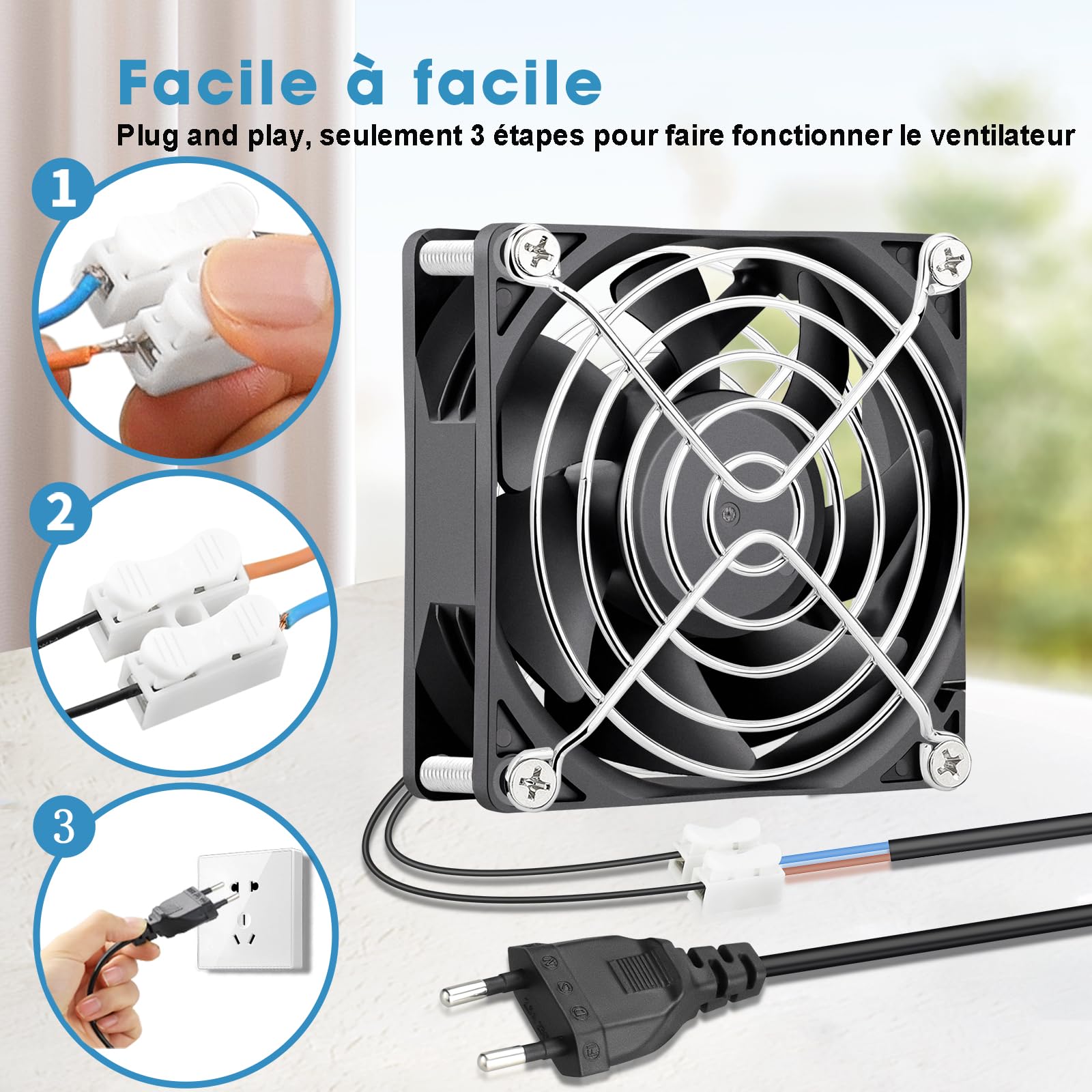 GDSTIME AC EC Ventilateur 220V 80mm PC Fan 230V 80x80 à roulement à billes | ventilateur pc 80mm 220v fan 80x80x25