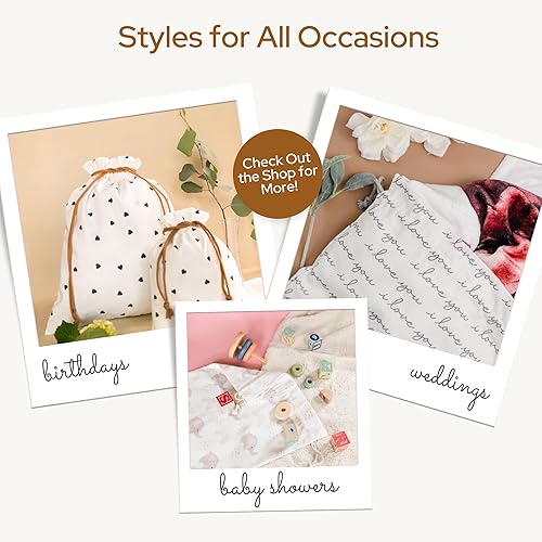 Miniatura 7 de Bolsas de regalo con cordón de Gather & Knot  20 pulgadas grande 12 pulgadas pequeño  Lona de alta calidad  Envoltura de tela reutilizable para baby