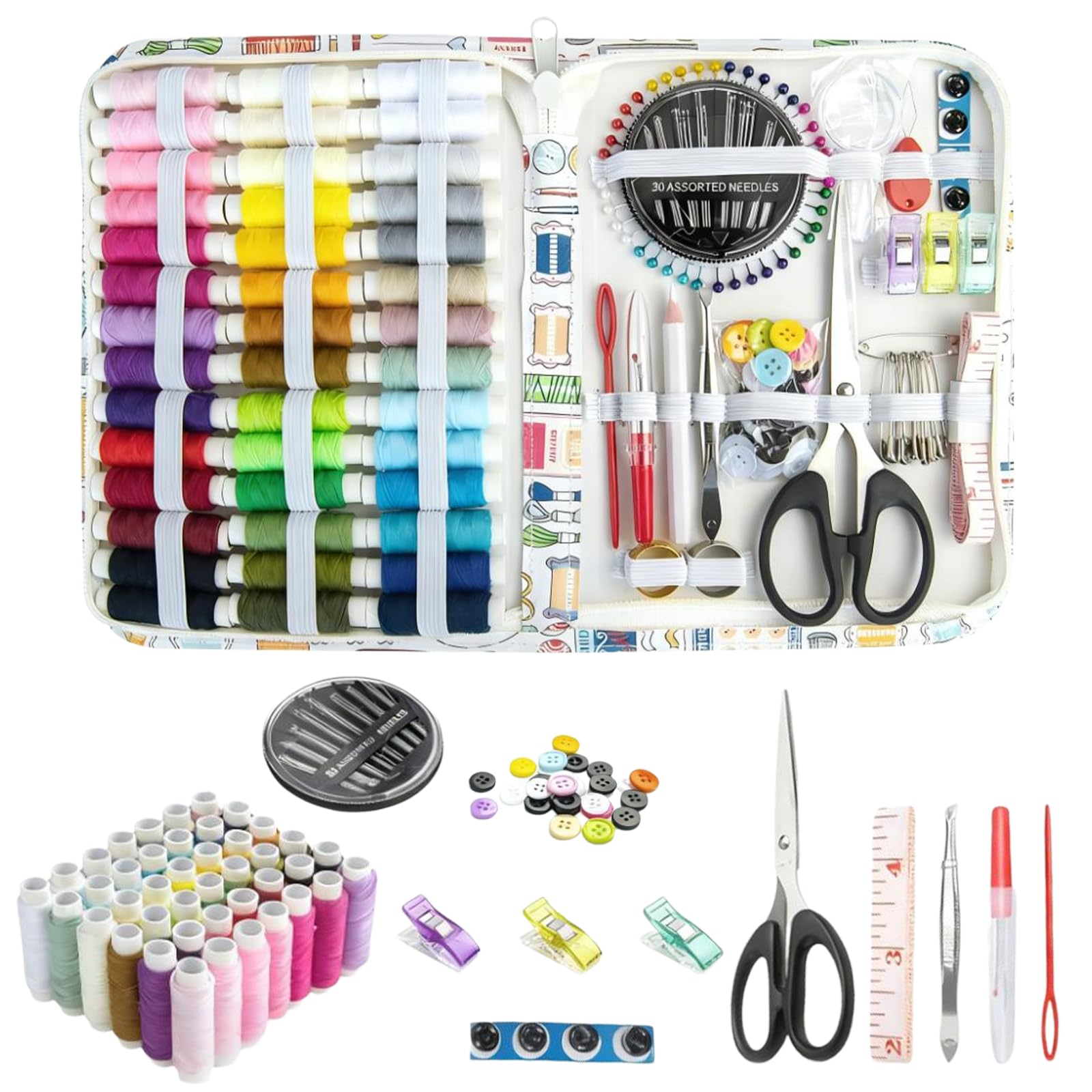 COGVOHY 170 PCS Sewing Kit, Portable Sewing Supplies Accessories with 42 Color Thread, Needle, Scissors,Tape Measure, Seam Ripper for Beginner,Emergency,DIY and Home Button Repair