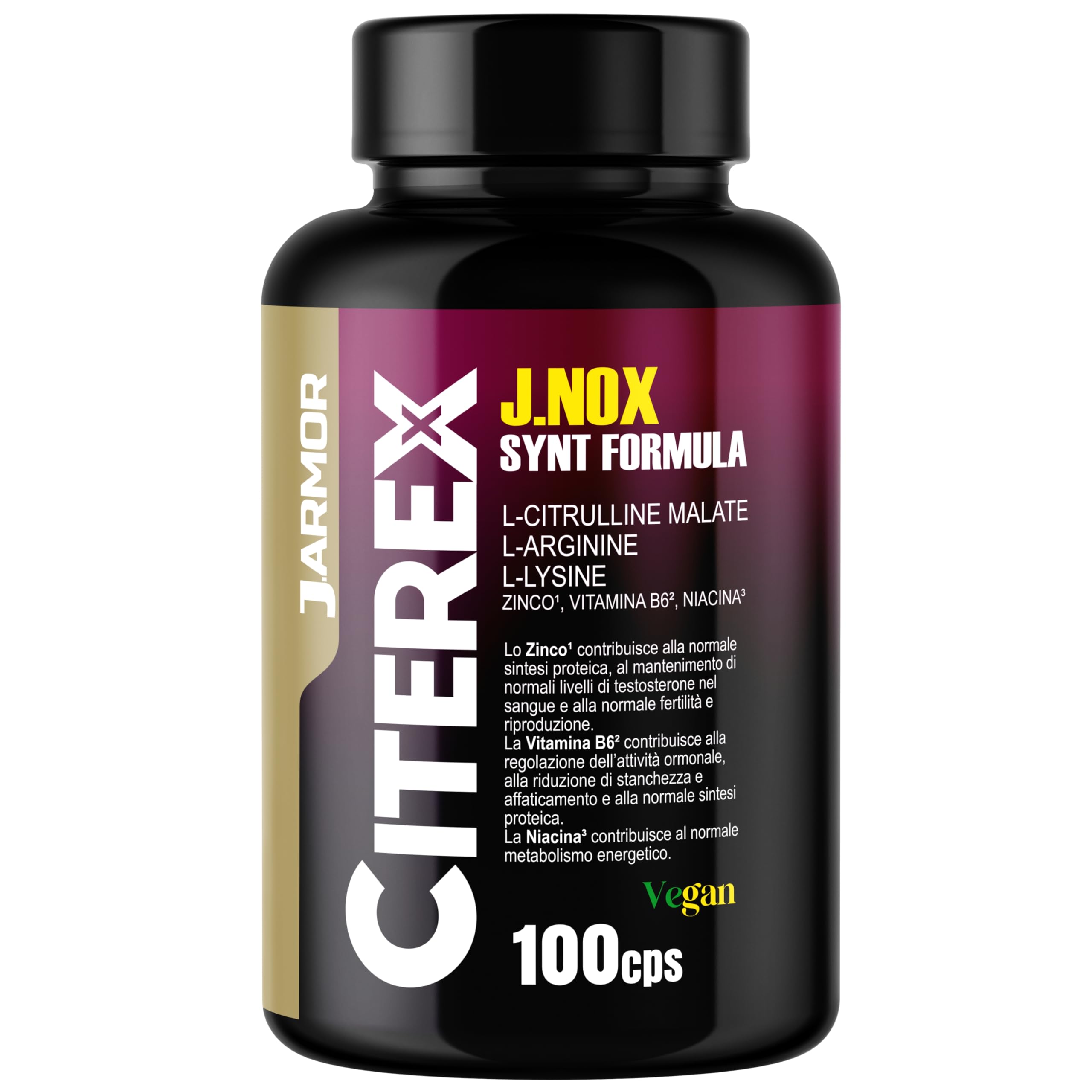 Citerex Integratore Uomo Pre Workout Senza Caffeina | 100 Capsule con Citrullina Malato, Arginina, Lisina, Zinco, Vitamina B6 e Niacina | Intra Post Workout | Supporto Massa Muscolare e Testosterone