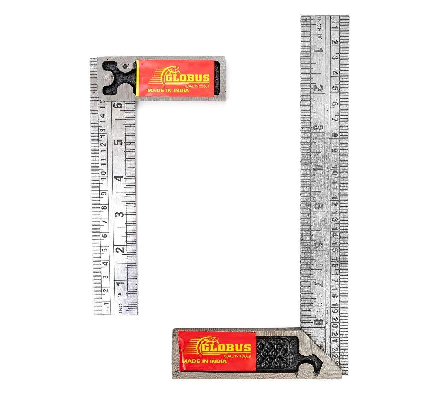 GLOBUS 341 - HANDTOOLS (SET OF 2 PCS) TRY SQUARE (SILVER) 6 INCH And 8 IINCH/UNIVERSAL ADJUSTABLE FOR HOME AND PROFESSIONAL USE.-picture-20