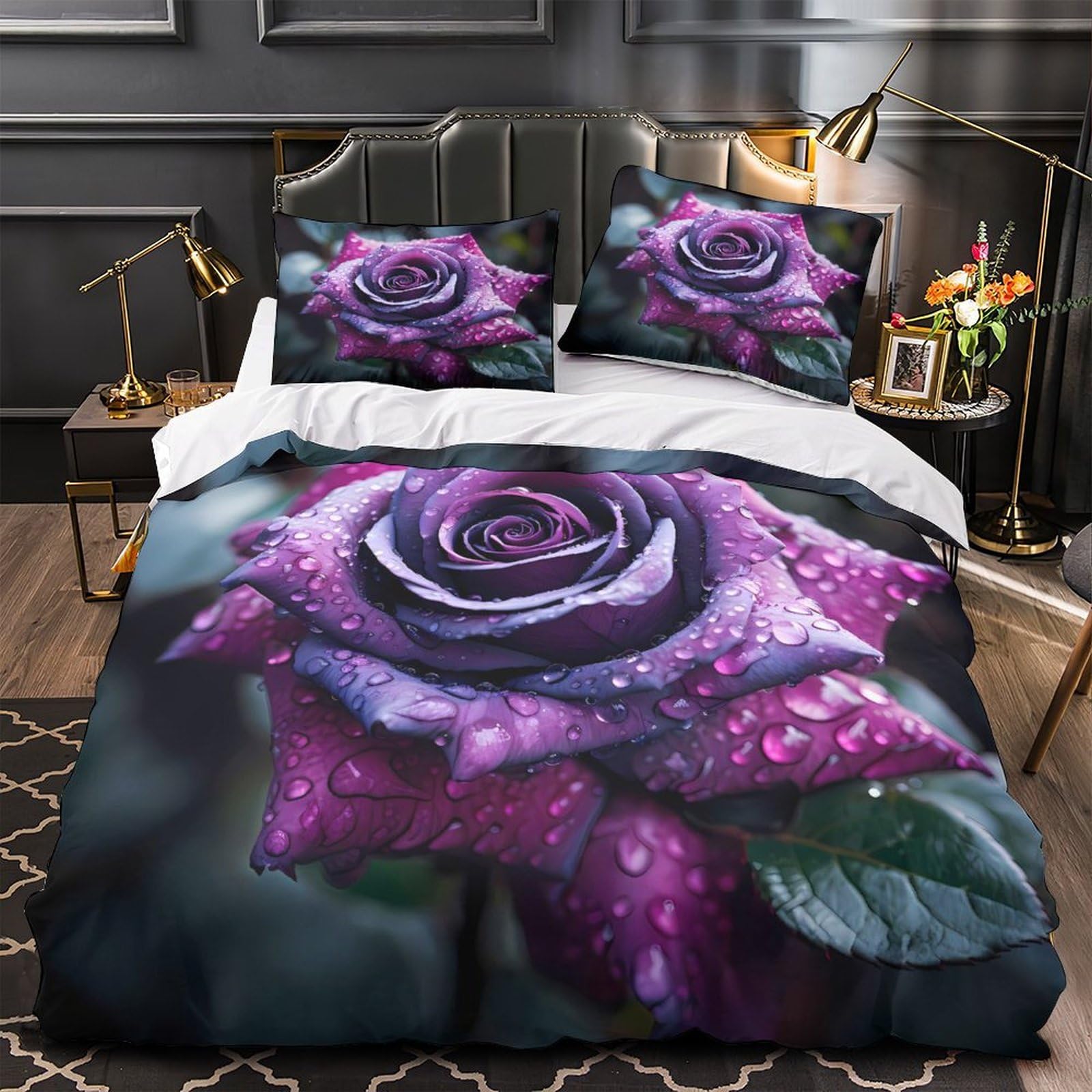 Housse de couette 3D imprimée en microfibre résistante violette
