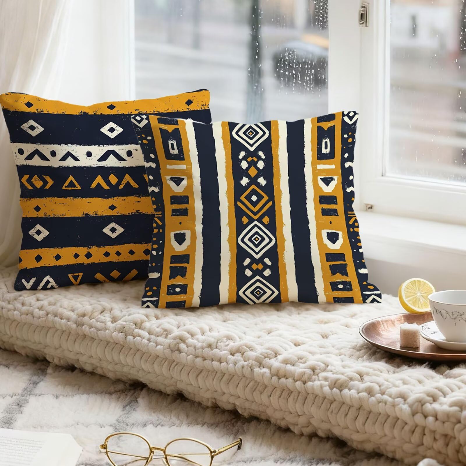 Pomarańczowa poszewka na poduszkę 60 x 60 cm w stylu boho 60 x 60 zestaw 4 super miękkich ochraniaczy na poduszkę 60 x 60 jesienna poszewka na poduszkę kwadratowa poduszka na sofę, do domu, salonu