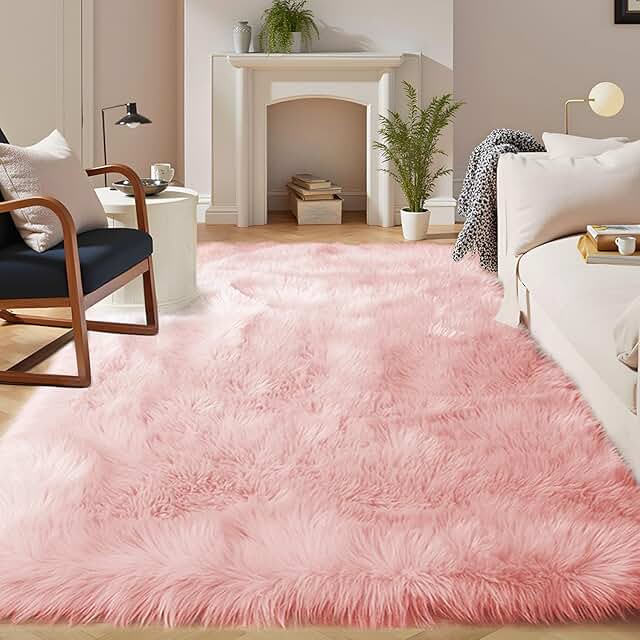 9 Bloxburg Modern Living Room Ideas Everyone Loves 19 Latepis Pink Area 8x10 Shaggy Faux Sheepskin Fur Rug for Living Room Flo...