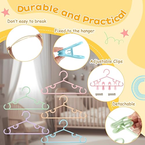 Miniatura 82 de Hsei Baby Hangers with Clips, Plastic Kids Pants Hangers for Nursery Closet, Top and Bottom Clothes Hanger Set for Newborn Child Infant Toddler Boys