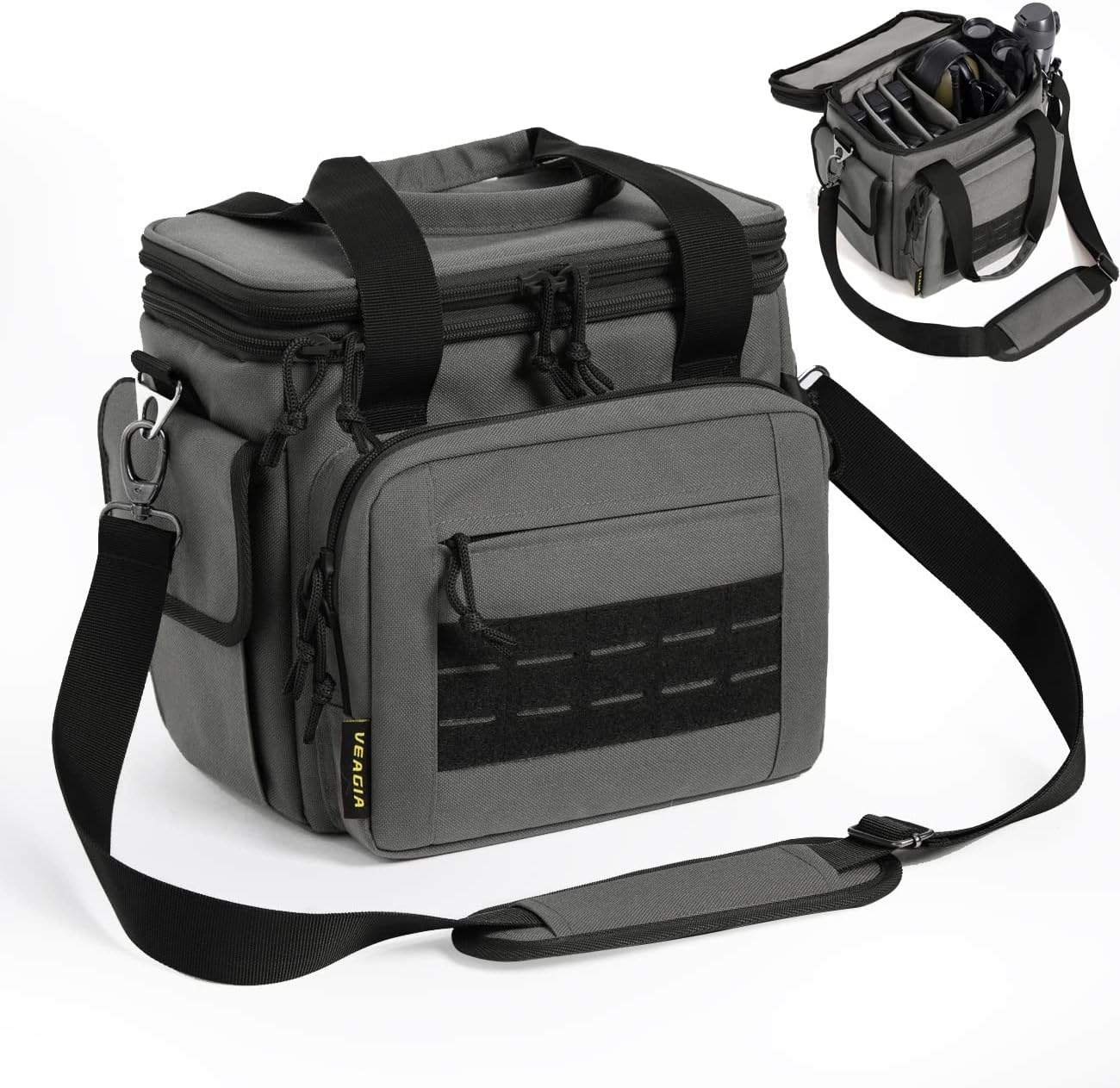 Pistol Range Pack Gun bag Gun case Range bag Gun safe Lockable Double layer explosion proof zipper that Multi pistol soft carrying Bags (Grey 1.0)