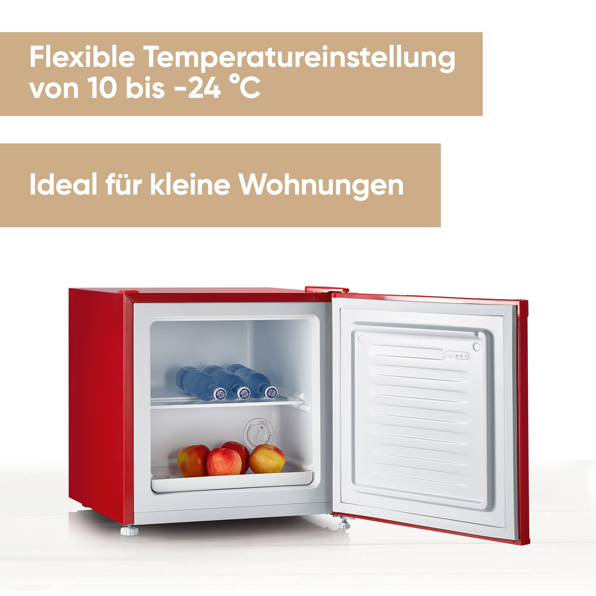 SEVERIN Retro Mini Kühl-/Gefrierbox (31 l), Gefrierschrank klein, Minikühlschrank mit flexibler Temperaturregelung, Tischkühlschrank, rot, GB 8881