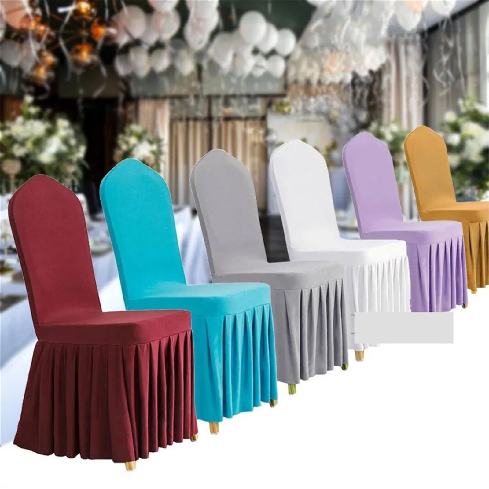 Stuhlhussen 6 Stück elastische Stuhlhussen, Spandex-Universaltuch for Hotel, Zuhause, Moderne Hochzeit, Geburtstag, Party, Esszimmer, Sitzdekoration(Gold)
