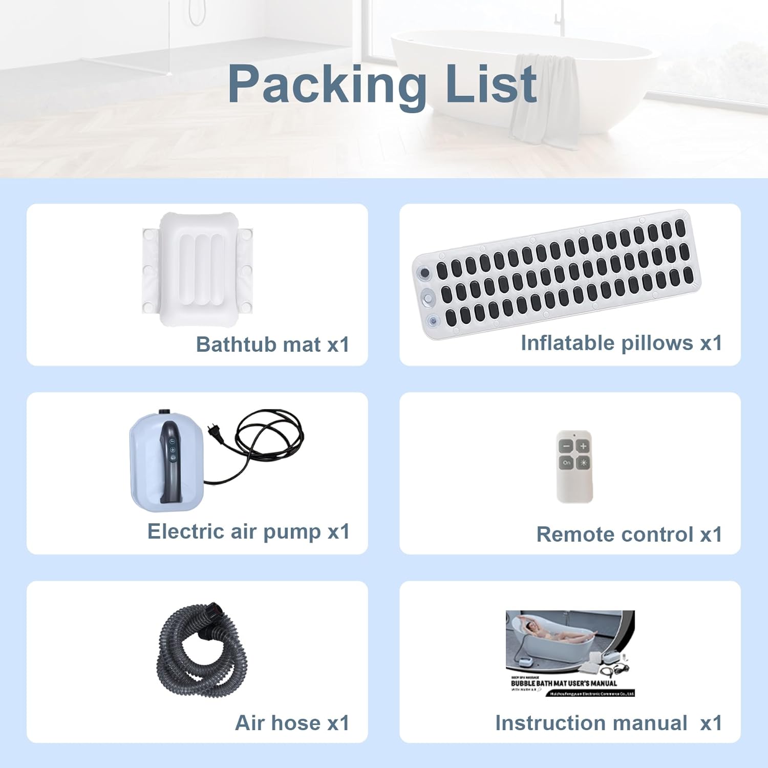 Bubble Bath Mat - Bubble Bath Mat Tub Spa Massager with Remote Control 6-Speed Adjustable Massage & Upgraded Anti-Slip Suction Cup (44.9" x 16.9"White)