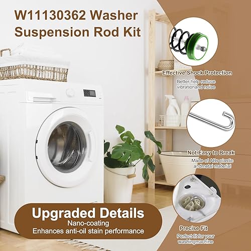 Miniatura 3 de W11130362 MVWX655DW1 SWTW5000DW2 WTW5000DW3 WTW5000DW1 Kit de varilla de suspensión para lavadora Whirlpool Maytag Kenmore Crosley MVWC565FW2