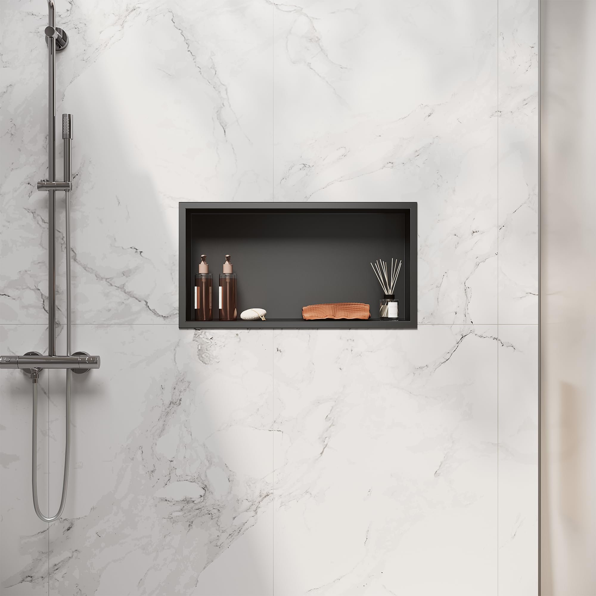 Niche de douche encastrable noire 60 x 30 cm rangement de salle de bain