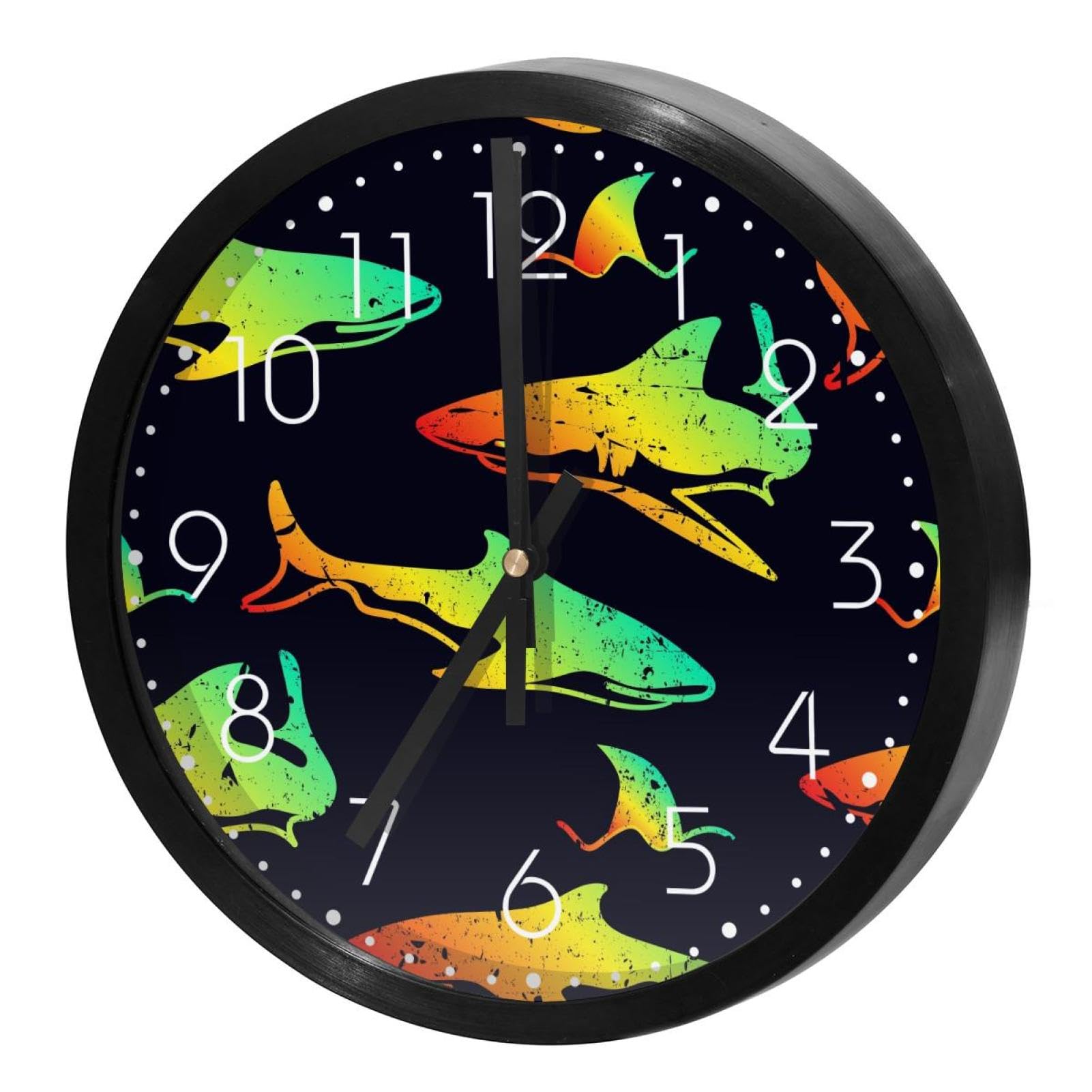 Horloge murale ronde requins de la vie marine pour décorer la cuisine et le bureau