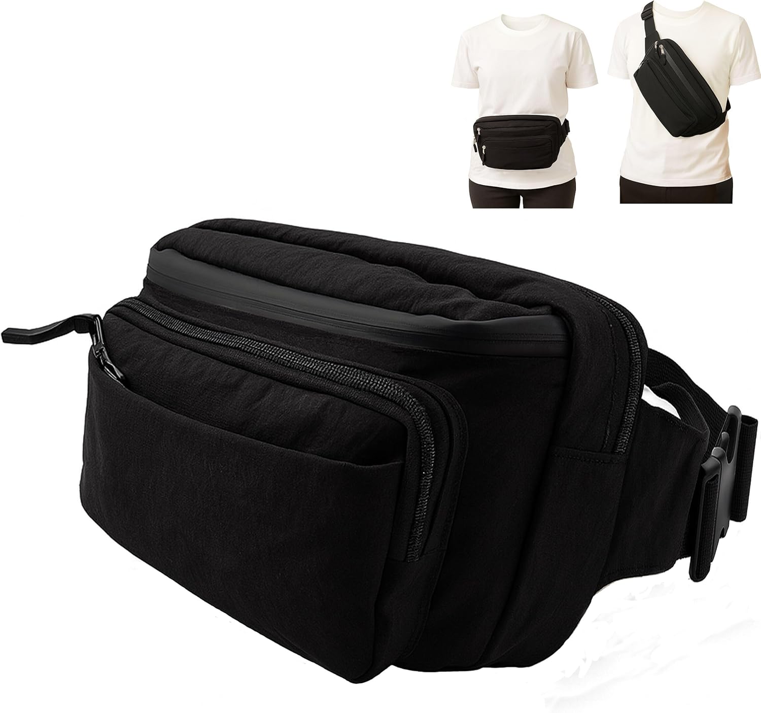 Smell Proof Crossbody Bag with Multi-Layer Activated Carbon,Water-Resistant and Lightweight Fanny Pack for Gym, Festivals, Night Out, Streetwear, Camping,Hiking,Travel &Daily Carry (Black)