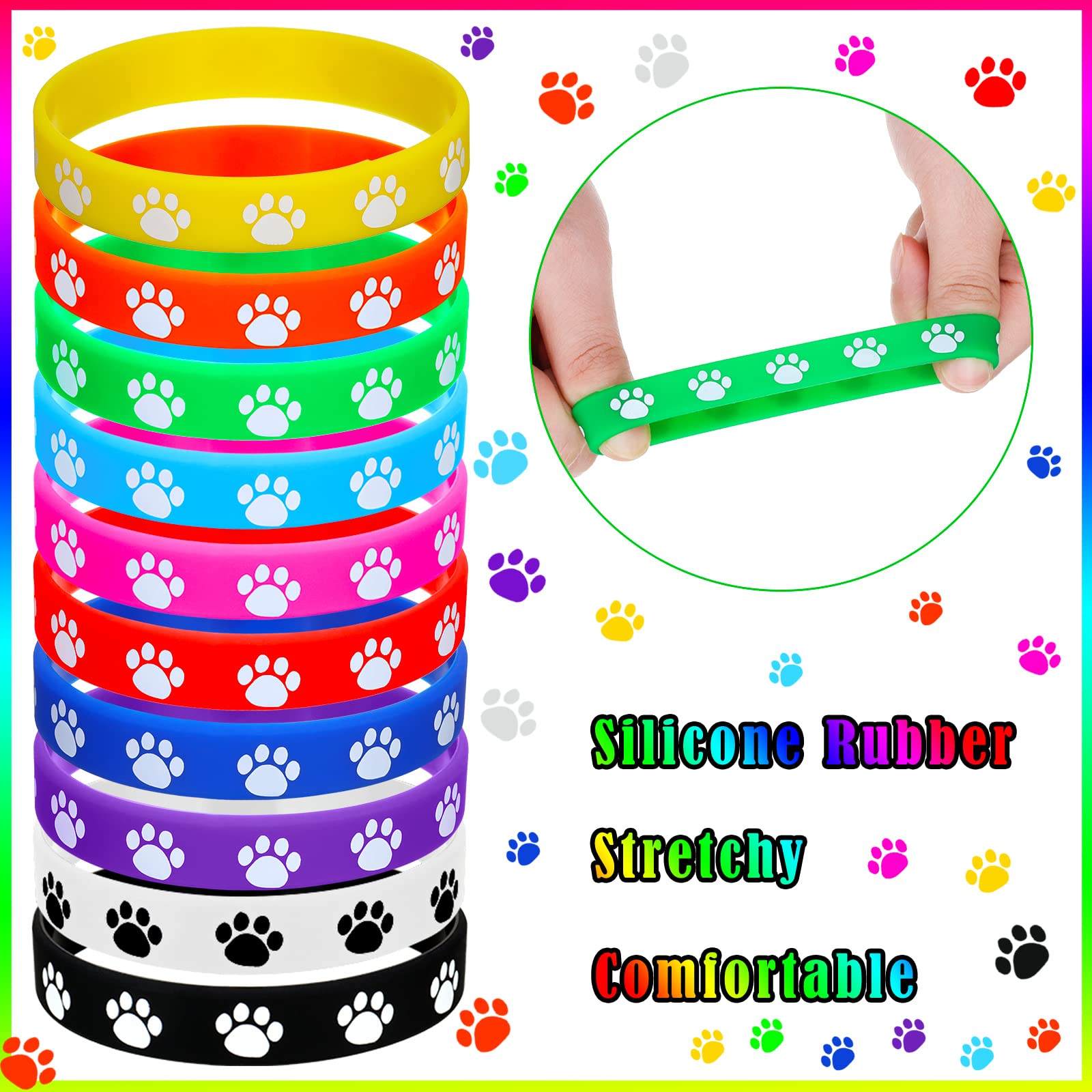 Lot de 100 à 1000 bracelets en PVC en caoutchouc silicone personnalisés en couleur avec impression (500