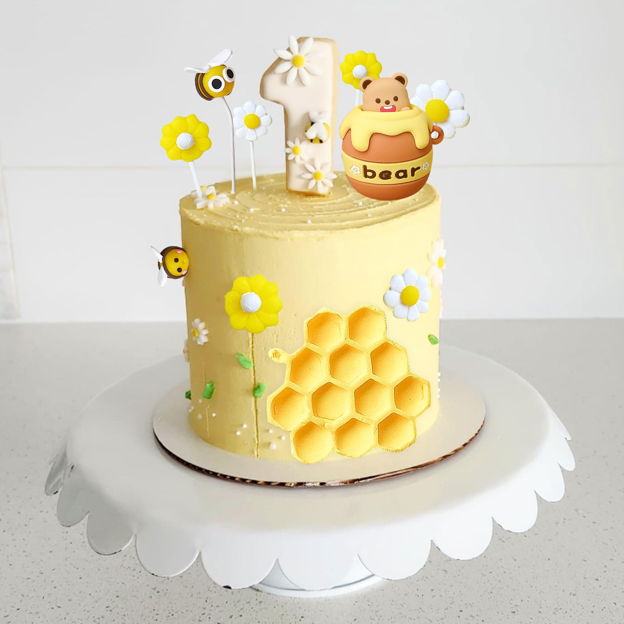 Tortendeko Biene – 18-teiliges Set Mit Bienen Und Gänseblümchen, Kunststoff, Cake Topper Für Kindergeburtstag, Sommerparty Und Cupcakes Biene Tortendeko Set