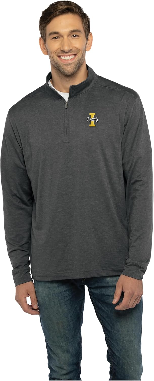 Vantage Apparel Men's Collegiate Premium Lightweight Stretchy Gray 1/4 Zip Pullover