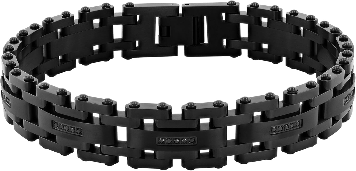 Men's 8.5" Black Stainless Steel Bracelet – Bold Link Design
