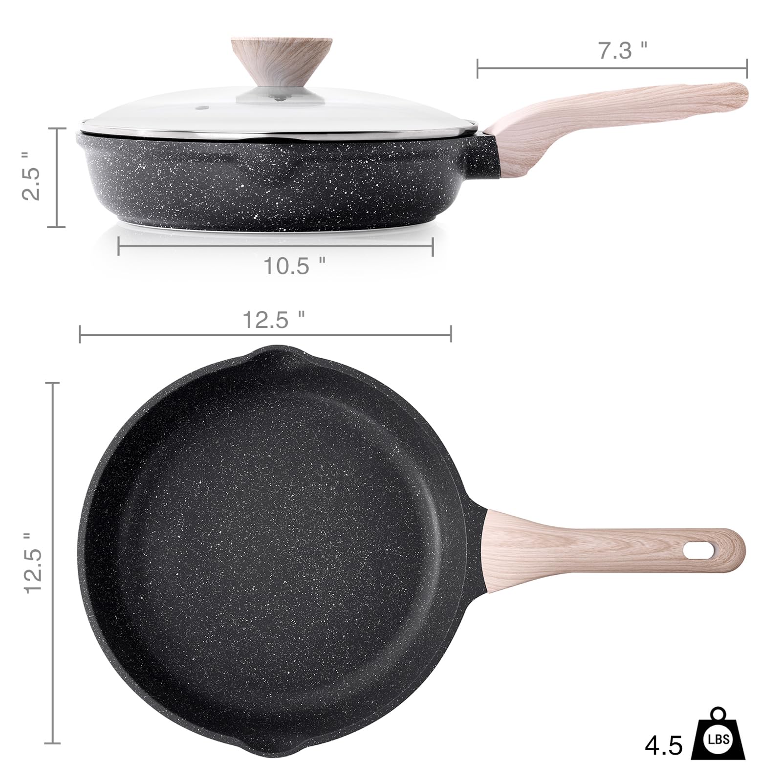 Kordisen Padella Antiaderente con Coperchio, Padella a Induzione da 32 cm, Sana e Atossica, Senza PFOA