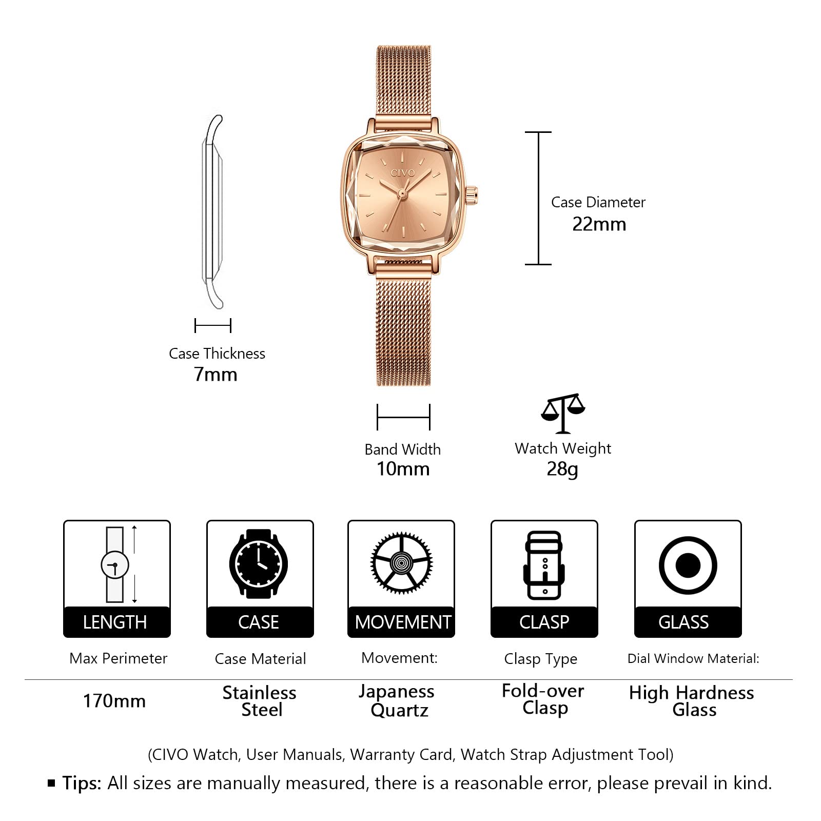 CIVO Orologio Donna Analogici Ultra Acciaio Inossidabile Orologi Donna Sottile Impermeabile Orologio da Polso Donna Abito Elegante Quadrante Donne Signore Ragazze
