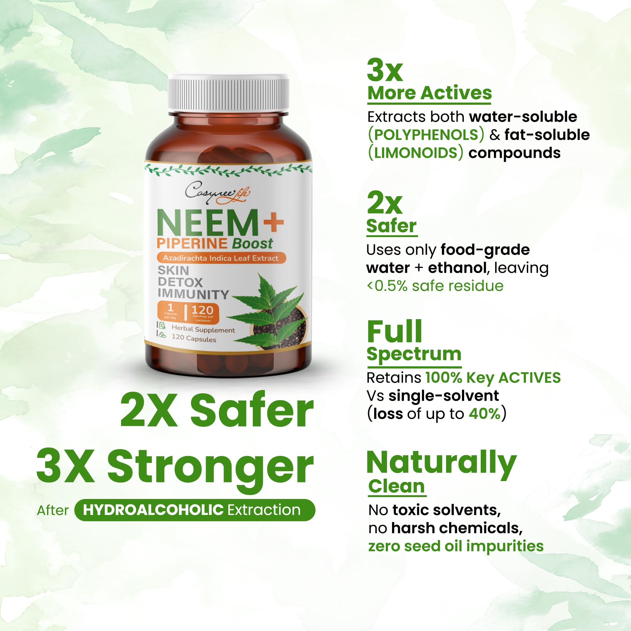 Neem Leaf Extract + Piperine 300mg, 120 Caps — Amazon image 6