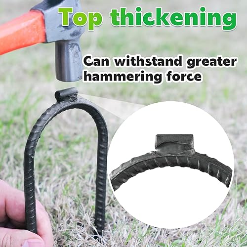 Miniatura 3 de Trampolín de refuerzo extra grande de 10 x 3 pulgadas, estacas de viento de seguridad, estacas en U de acero resistente, color negro