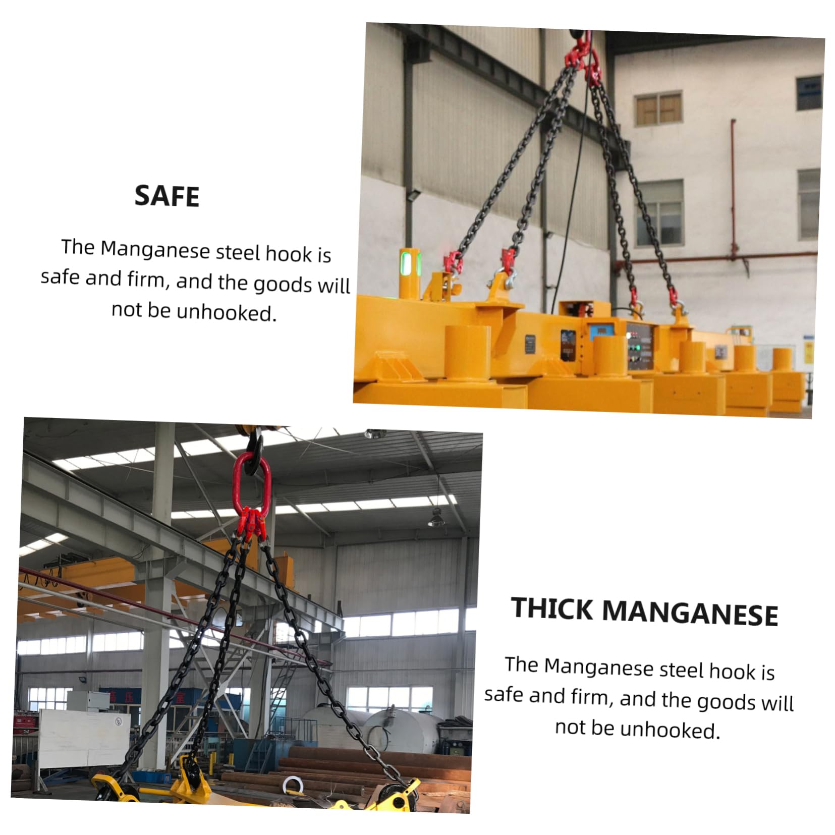 FUNOMOCYA Lifting Sling Engine Lift Chain Lifting Hooks Chain Sling with Hook Chain Sling with Grab Hook Pulley Heavy Duty Lifting 1 Ton Chain Hoist Single Leg Chain Slings Manganese Steel