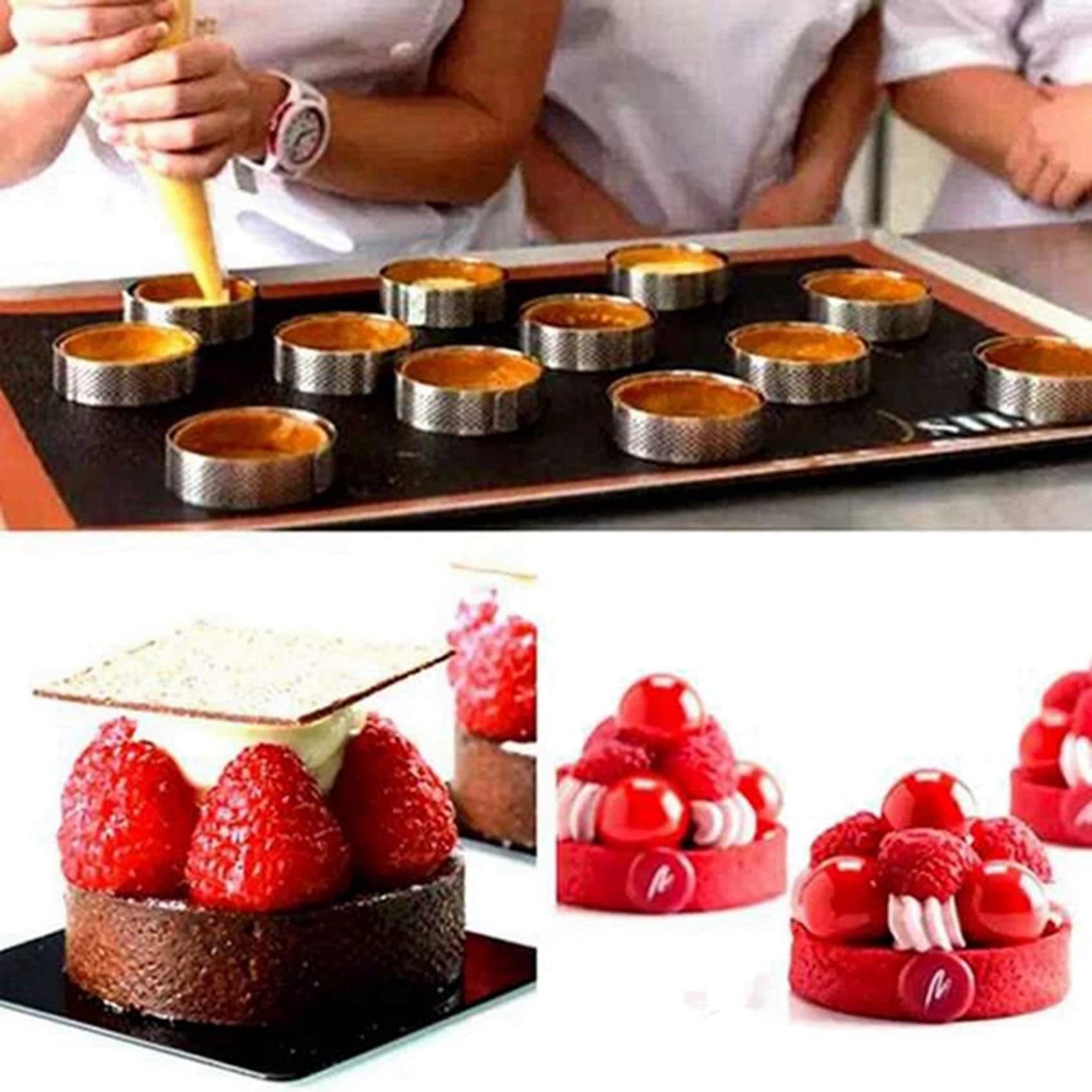 Lot de 60 anneaux à tarte perforés en acier inoxydable pour gâteau rond 6 cm