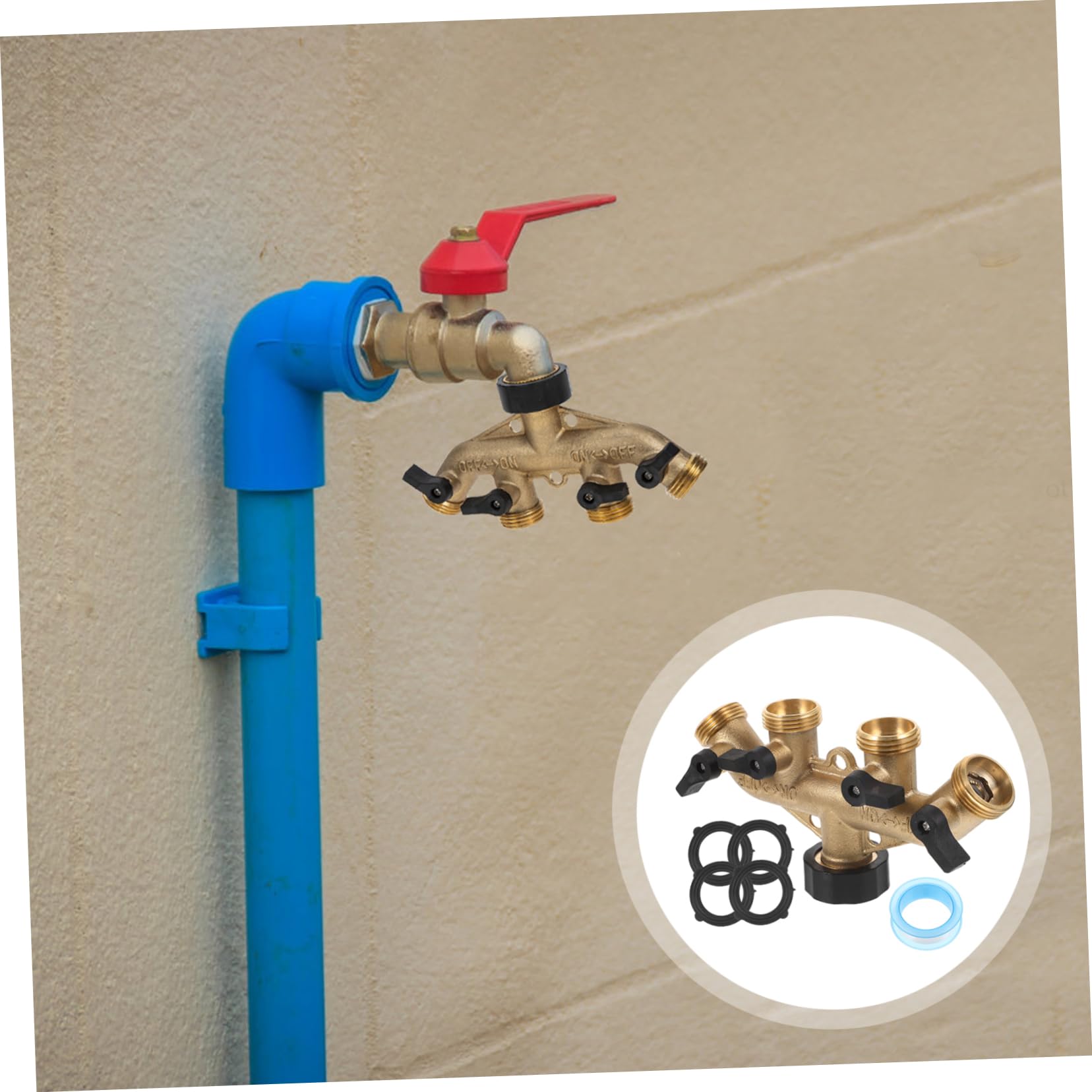 1juego Conector De Manguera De Jardín De Latón Cuadrado Ajustable Vías Para Adaptador De Grifo Exterior Para Riego Sistemas De Irrigación