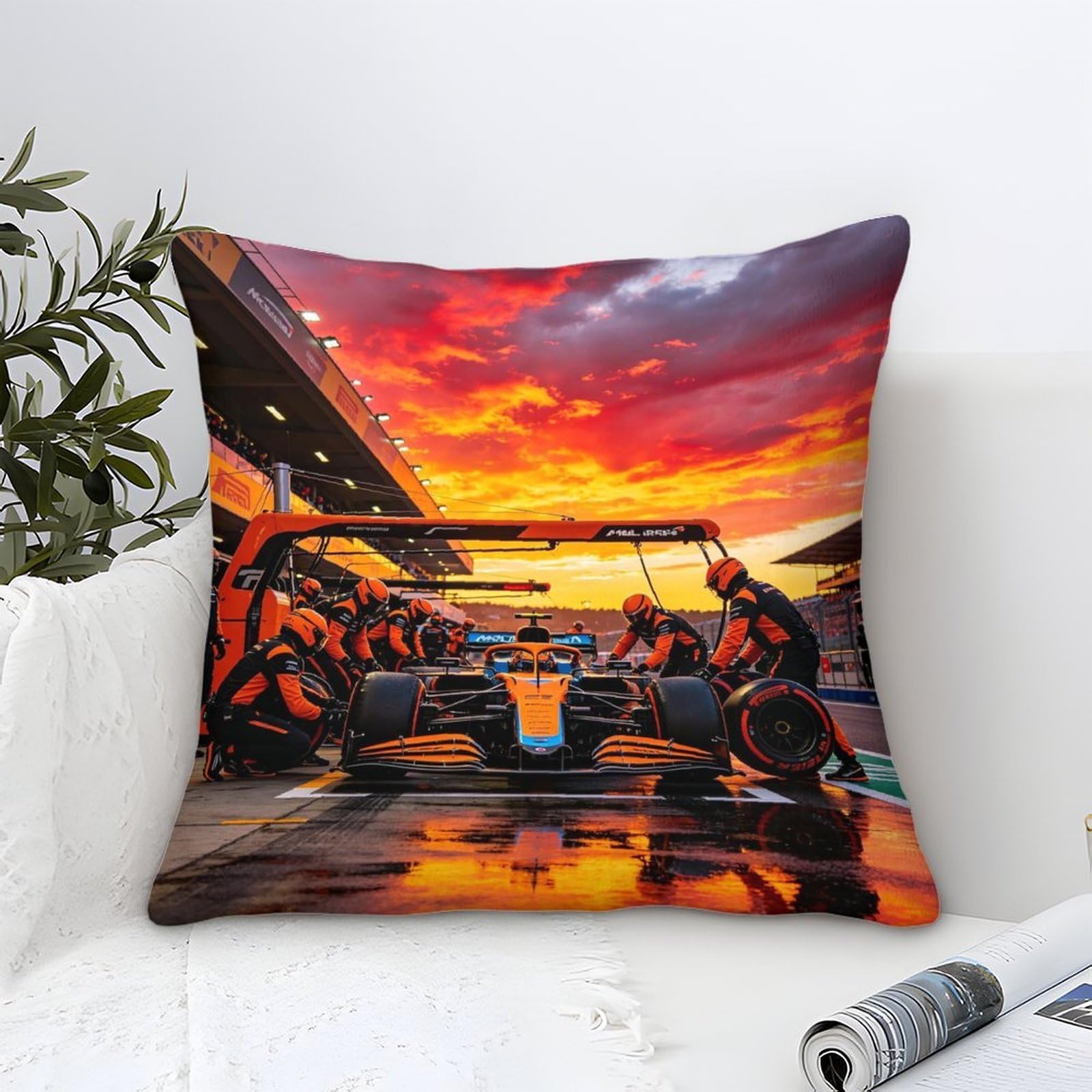 3U6C4M9K Cushion Cover 40x40cm Mclarenen, Microfiber Pillow Cover Decorative Pit Stop Throw Pillows Farmhouse Decor for Home Cushion Case