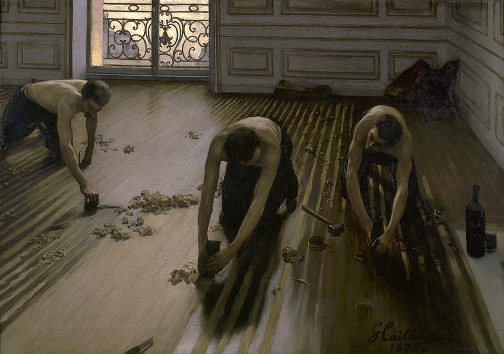 Lámina Los cepilladores de parqué de Gustave Caillebotte en acabado mate mediano