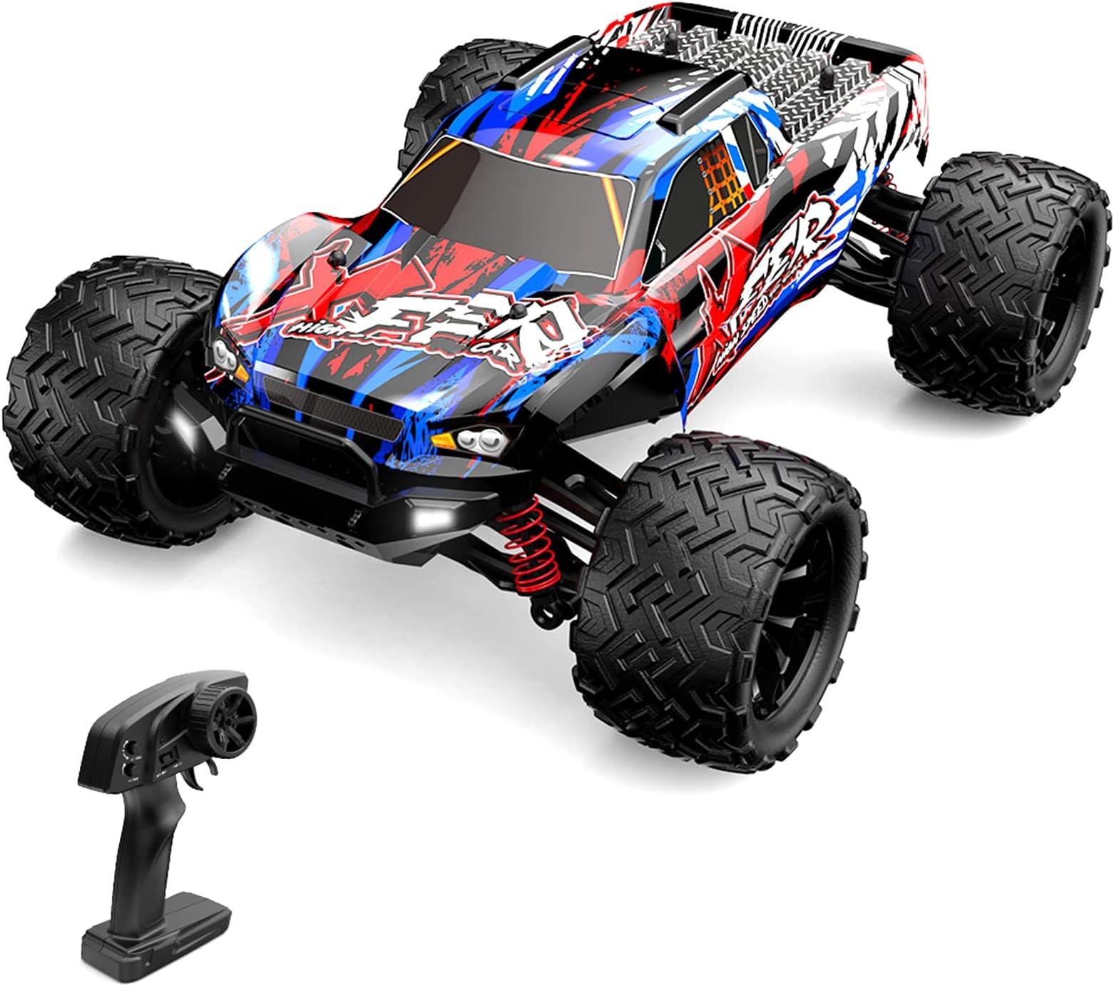 Eacam，Remote Control Car 1/16 2.4GHz 40km/h All Terrain Off Road Trucks 4WD Climbing Car Gifts Full Scale for Kids Adults 2 Battery