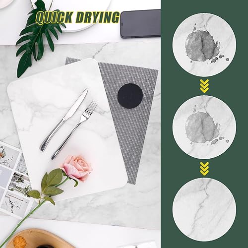 Miniatura 3 de Tapete de secado de piedra, 12 x 16 pulgadas, de diatomita, súper absorbente, patrón de mármol blanco, antideslizante, resistente al calor, para