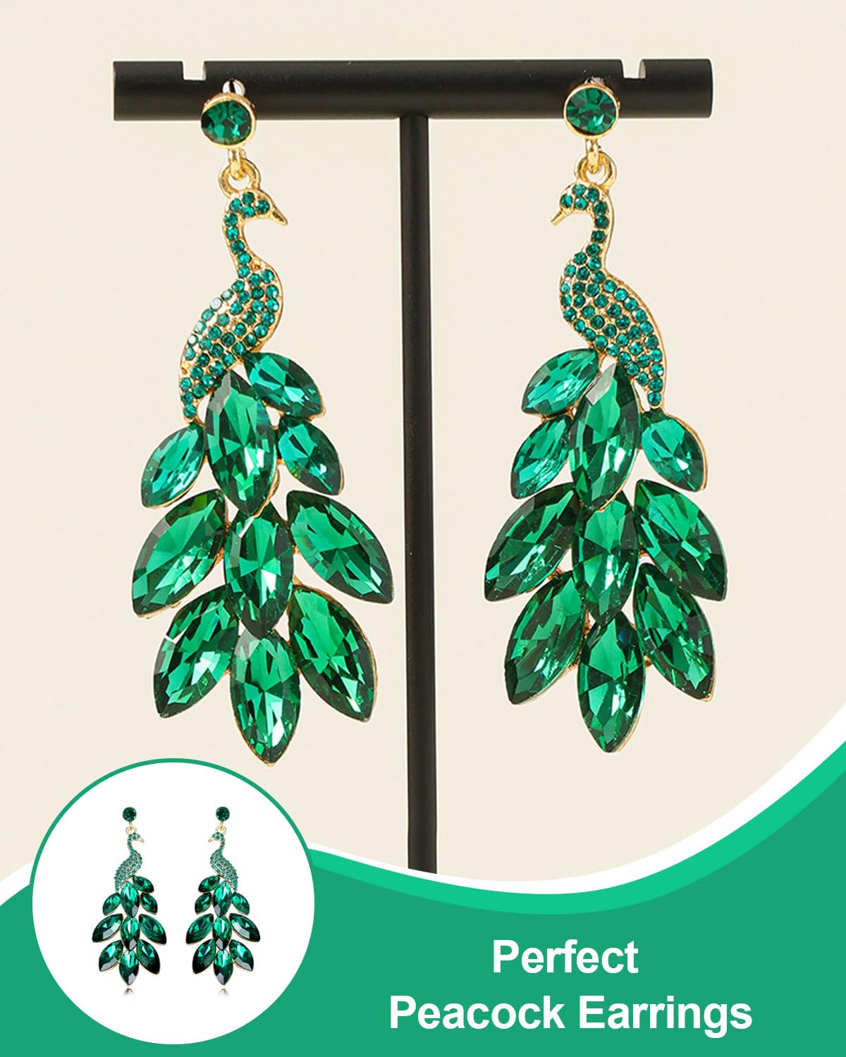 1 pieza de pendientes de borla para mujer, pendientes de pavo real, cristales austriacos, estilo boho, perlas en cascada, borlas, pendientes colgantes