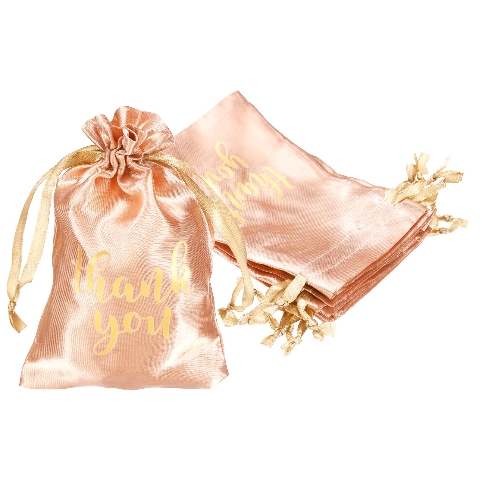 PATIKIL Thank You Satin Gift Bags, (4 x 6 Inch, Dark Pink) (50Pcs), Satin Drawstring Favor Bags Gift Pouches with Drawstrings, Suit for - Wedding/Festival/Birthday/Celebration โ image 1