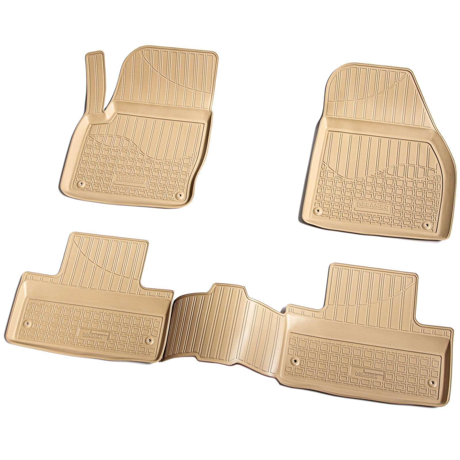 RECAMBO Juego de Alfombrillas de Goma y Bandeja para Maletero para Range Rover Evoque I | L538, LV | 2011-2018 100% a Medida para Coche y Maletero de TPE Antideslizante, Color Beige