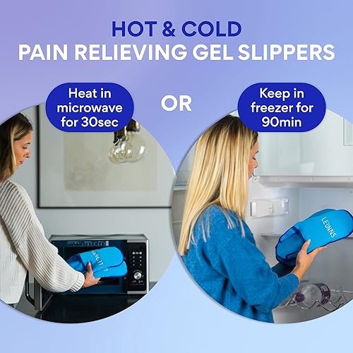 Miniatura 3 de Pantuflas de gel de hielo  proporcionan terapia de calor y frío para el dolor de pies, alivio del dolor de neuropatía para pies, alivio de gota,