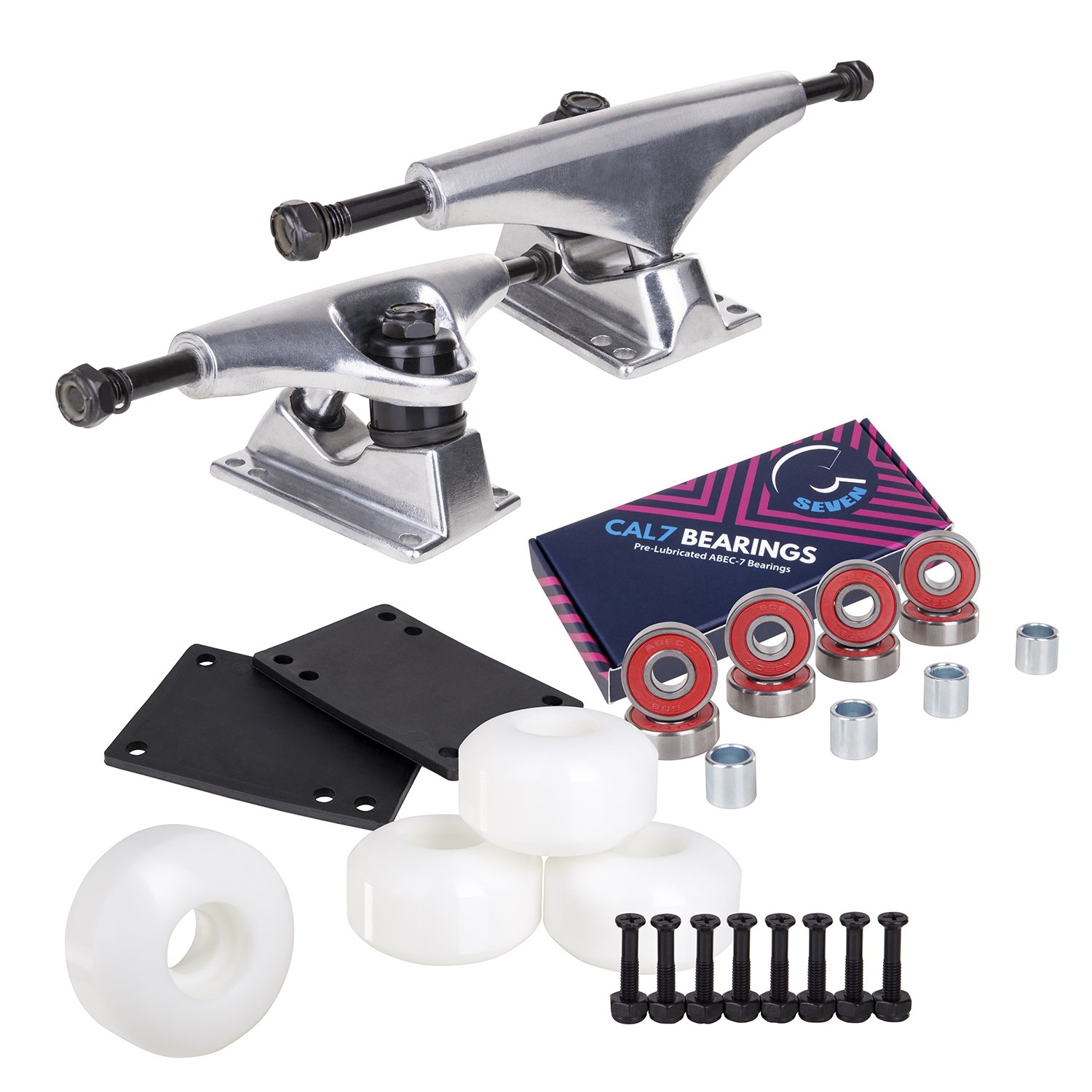 Cal 7 Skateboard Complete Combo with 139 mm Trucks 52 mm Wheels Bearings Durable Skateboard Hardware Kit Starter