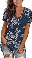 Vista 14 de Sipaya - Camiseta de mujer con cuello en V, básica, de ajuste suelto, manga corta, estilo casual