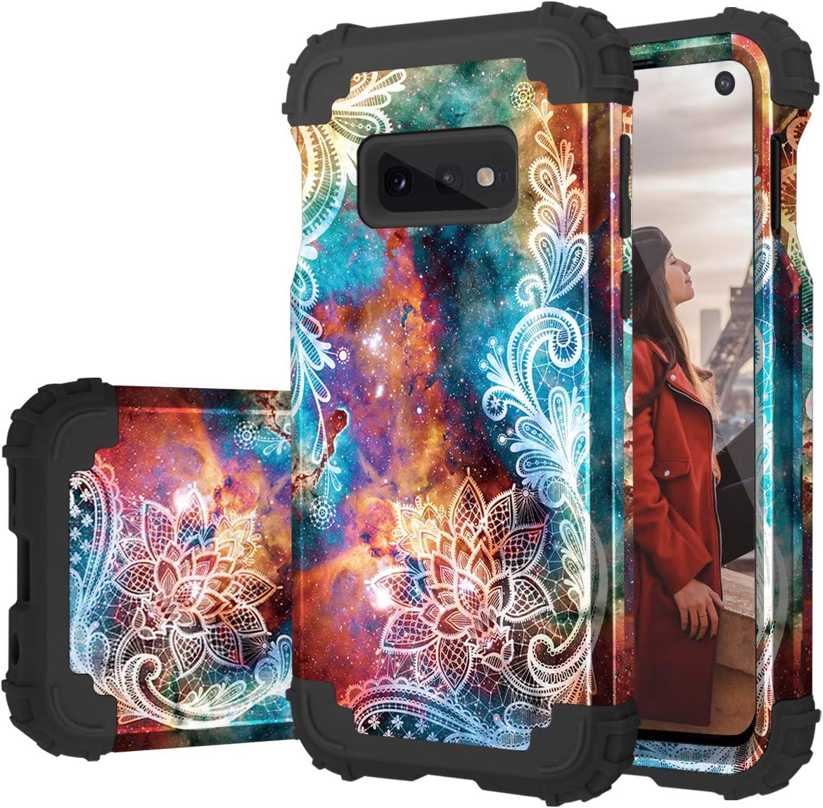 Galaxy S10e Case, Fingic Samsung S10E Case Floral Heavy Duty Protection Hybrid Hard PC Soft Silicone Rugged Bumper Anti Scratch Full-Body Shockproof Protective for Samsung Galaxy S10e 2019, Mandala
