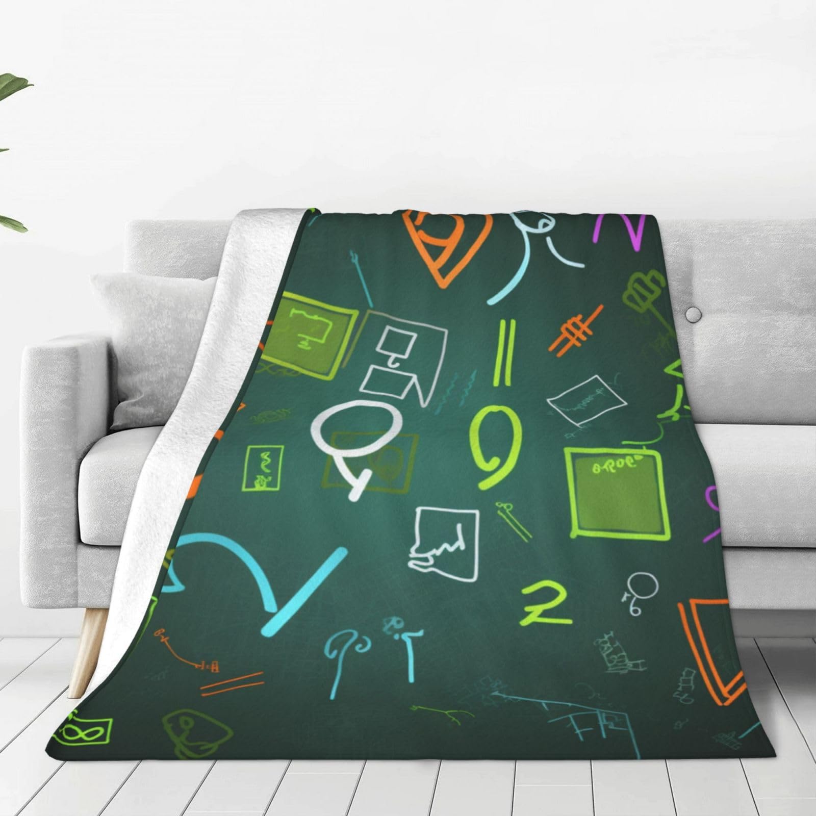 Couverture questions mathématiques douce en flanelle pour cocooning et déco de chambre